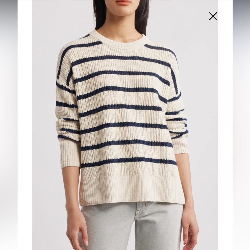 Faherty Women’s Miramar Stripe Linen Organic Cotton Sweater Size XL Classic